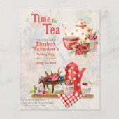 Vintag Retro Tee Party Roter Punkt Geburtstag Flyer (Vorne)