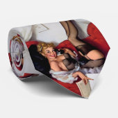 Vintag Retro Telefone Pinup Girl Krawatte (Gerollt)