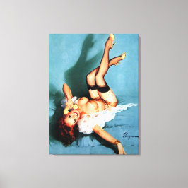 Vintag Retro Telefone Pinup Girl Leinwanddruck