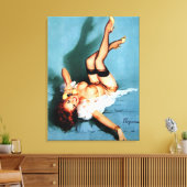 Vintag Retro Telefone Pinup Girl Leinwanddruck (Insitu (Wohnzimmer))