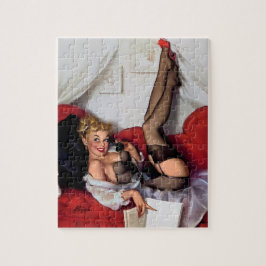 Vintag Retro Telefone Pinup Girl Puzzle
