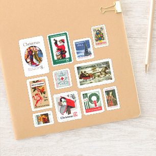 Vintag Retro US Christmas Postage Briefmarke Set Aufkleber