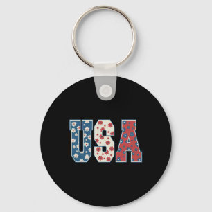 Vintag Retro USA 4. Juli Patriotic Daisy Flow Schlüsselanhänger