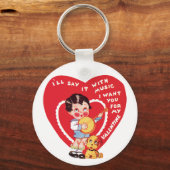 Vintag Retro Valentinstag, Boy Music Banjo Schlüsselanhänger (Vorderseite)