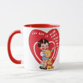 Vintag Retro Valentinstag, Boy Music Banjo Tasse (Links)