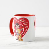 Vintag Retro Valentinstag, Boy Music Banjo Tasse (Vorderseite Links)