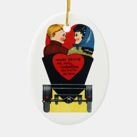 Vintag Retro Valentinstag, Liebe und Romantik Keramikornament (Vorne)