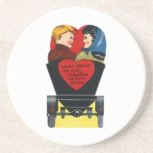 Vintag Retro Valentinstag, Liebe und Romantik Sandstein Untersetzer (Vorne)