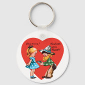 Vintag Retro Valentinstag, Mädchen mit Cowboy Schlüsselanhänger (Rückseite)