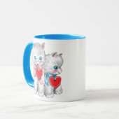 Vintag Retro Valentintagskatzen, Niedliche Kätzche Tasse (Vorderseite Links)