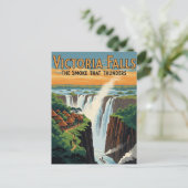 Vintag Retro Victoria Falls Travel Postkarte (Stehend Vorderseite)
