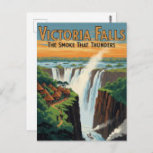 Vintag Retro Victoria Falls Travel Postkarte (Vorne/Hinten)