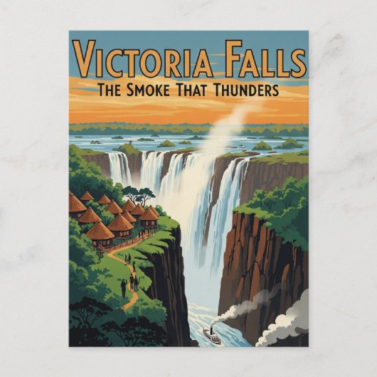 Vintag Retro Victoria Falls Travel Postkarte (Vorderseite)