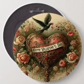 Vintag/Retro/Viktorianisch Valentin Tagesherz Button (Vorne & Hinten)