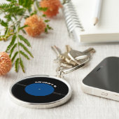 Vintag Retro Vinyl Record (blau) Personalisiert Schlüsselanhänger (Seite)