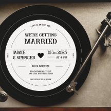 Vintag Retro Vinyl Record QR Hochzeit Einladung