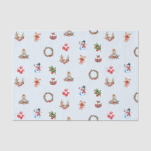 Vintag Retro Watercolor WeihnachtsCollage Seidenpapier