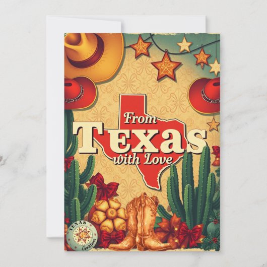 Vintag Retro Weihnachten aus Texas mit Liebe (Vorderseite)