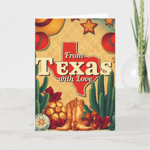 Vintag Retro Weihnachten aus Texas mit Liebe Karte
