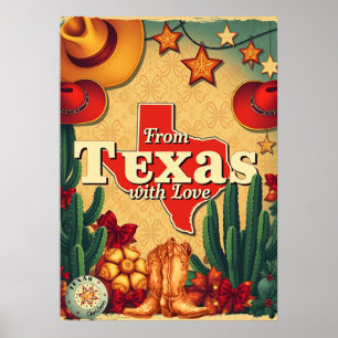Vintag Retro Weihnachten aus Texas mit Liebe Poster
