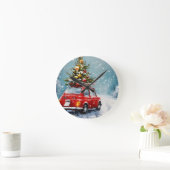 Vintag Retro-Weihnachten | Nostalgische Feriendeko Runde Wanduhr (Zuhause)