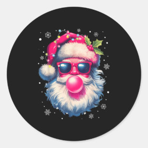 Vintag Retro Weihnachten Pink Sungles Blase Runder Aufkleber