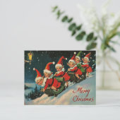 Vintag Retro Weihnachten: Rodeln Feiertagspostkarte (Stehend Vorderseite)