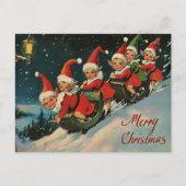 Vintag Retro Weihnachten: Rodeln Feiertagspostkarte (Vorderseite)