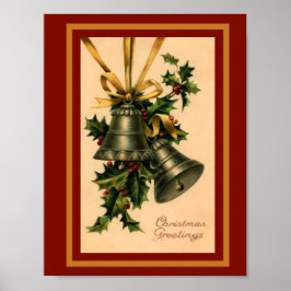 Vintag Retro Weihnachten Silber Glocken Poster