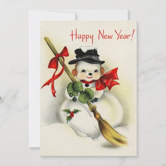 Vintag Retro Weihnachten Snowman Happy New Year (Vorderseite)