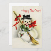 Vintag Retro Weihnachten Snowman Happy New Year (Vorne/Hinten)