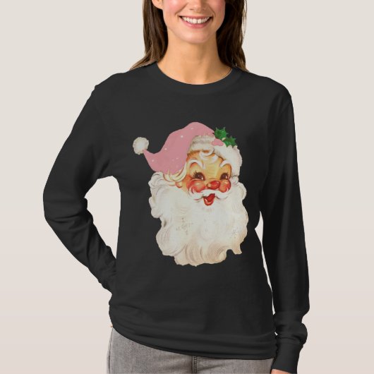 Vintag Retro Weihnachten Weihnachtsmann T-Shirt (Vorderseite)