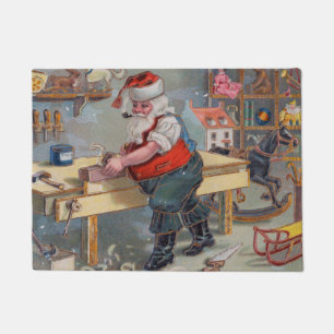 Vintag Retro Weihnachts-Spielzeugwerkstatt Fußmatte