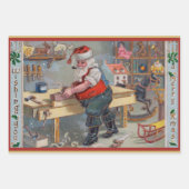 Vintag Retro Weihnachts-Spielzeugwerkstatt Geschenkpapier Set (Vorderseite 3)