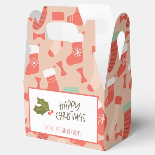 Vintag Retro Weihnachts-Strümpfe Geschenkschachtel (Geöffnet)