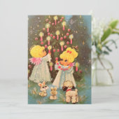 Vintag Retro WeihnachtsAngels Urlaub Feiertagskarte (Stehend Vorderseite)