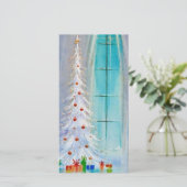 Vintag Retro Weihnachtsbaum Feiertagskarte (Stehend Vorderseite)