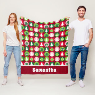 Vintag Retro Weihnachtsbäume und Ornamente Fleecedecke