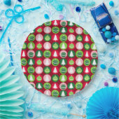 Vintag Retro Weihnachtsbäume und Ornamente Pappteller (Party)