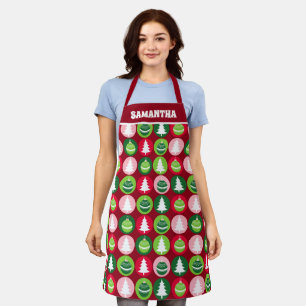 Vintag Retro Weihnachtsbäume und Ornamente Schürze