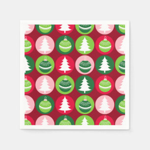 Vintag Retro Weihnachtsbäume und Ornamente Serviette