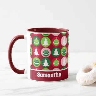 Vintag Retro Weihnachtsbäume und Ornamente Tasse