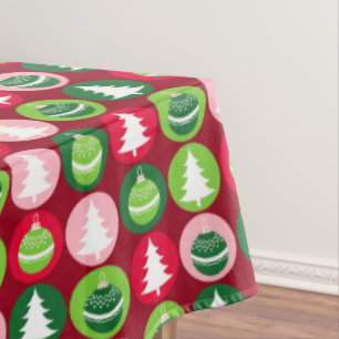 Vintag Retro Weihnachtsbäume und Ornamente Tischdecke