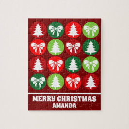 Vintag Retro Weihnachtsbaumen und Bows Kinder Puzzle