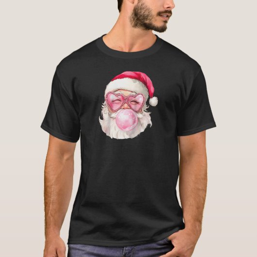 Vintag Retro Weihnachtsblase Gum Pink Sung T-Shirt (Vorderseite)