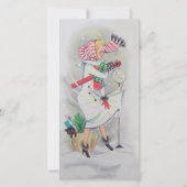 Vintag Retro Weihnachtsbushaltestelle Lady Custom Feiertagskarte (Vorderseite)