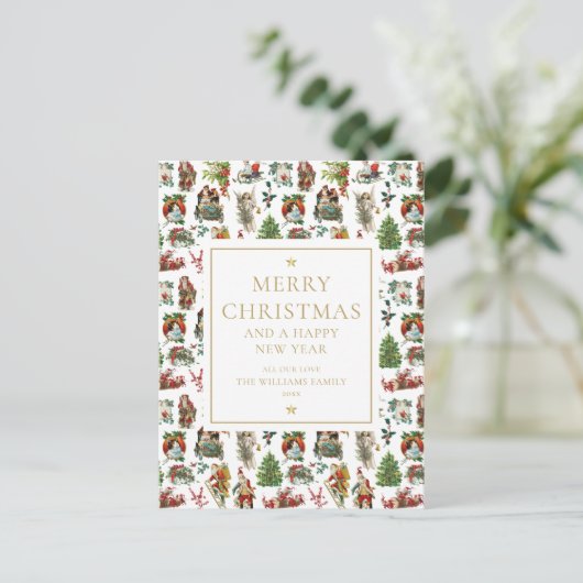 Vintag Retro Weihnachtsfeiertag Feiertagspostkarte (Stehend Vorderseite)