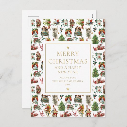 Vintag Retro Weihnachtsfeiertag Feiertagspostkarte (Vorne/Hinten)