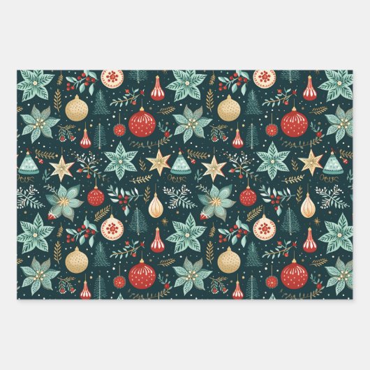 Vintag Retro Weihnachtsfeiertag Geschenkpapier Set (Vorderseite 3)