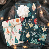 Vintag Retro Weihnachtsfeiertag Geschenkpapier Set